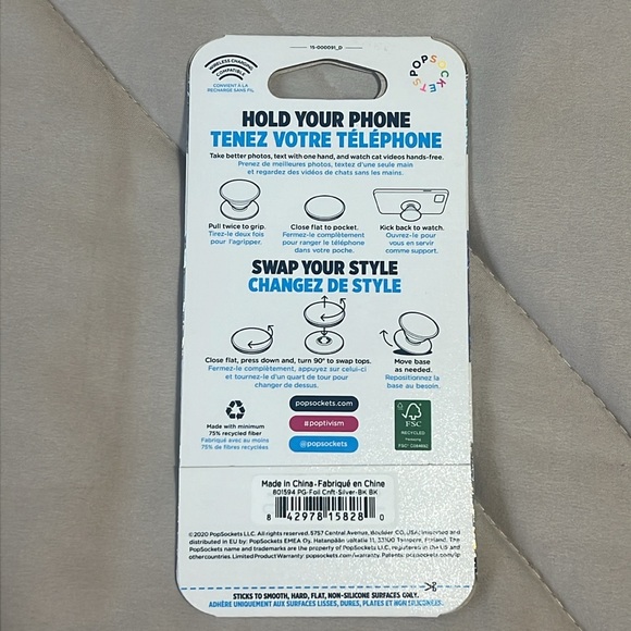 PopSocket Silver Glitter Pop Grip - Picture 3 of 4